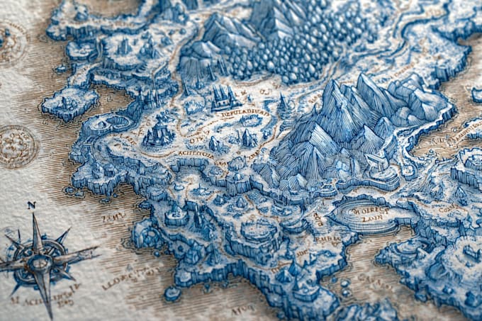 create a fantasy map illustratio