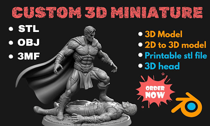 design and sculpt custom dnd miniature tabletop model and 3d printable stl files