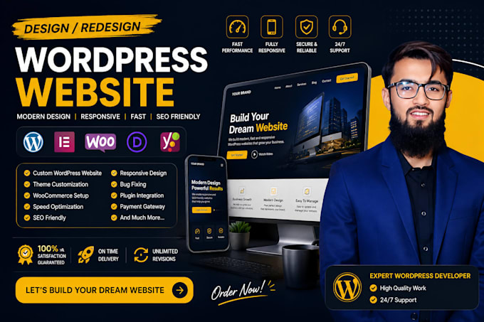 do wordpress website development, design or redesign wordpress blog
