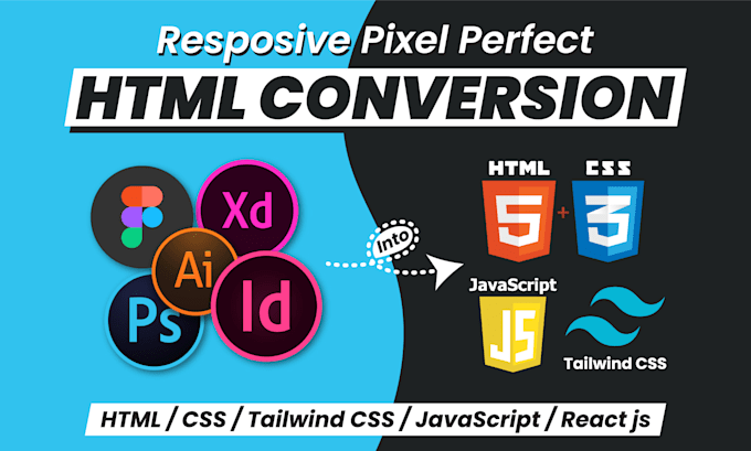 convert figma or psd to html responsive website with tailwind css