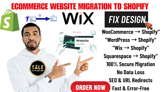 migrate woocommerce wordpress wix squarespace ecommerce website to shopify