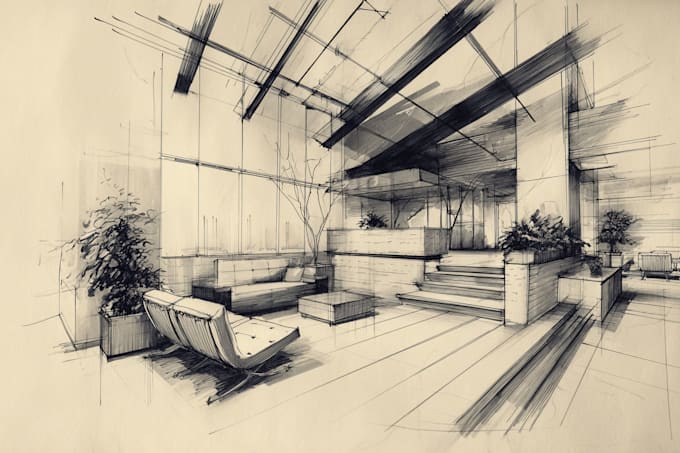 draw interior sketch and architectural designs