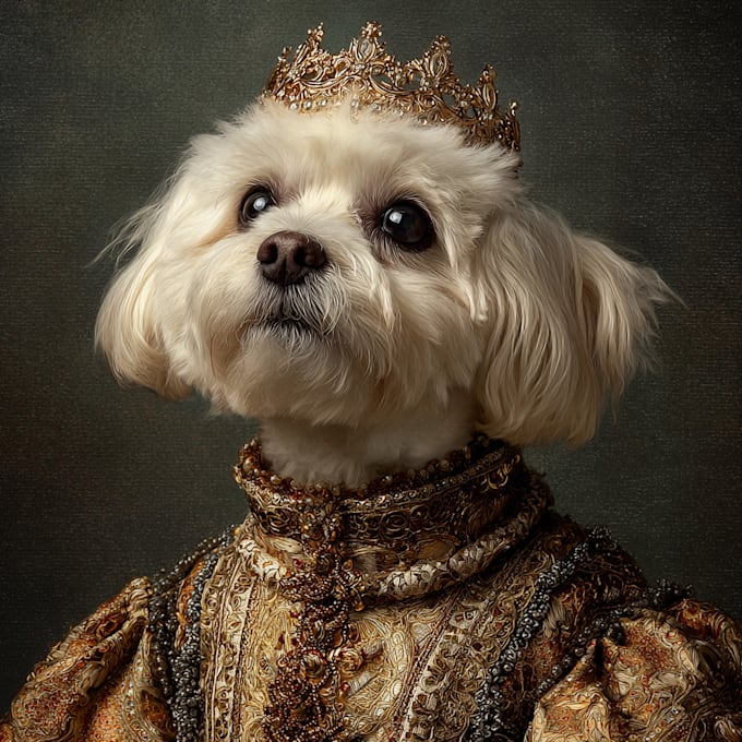 draw a custom royal pet portrait in high quality