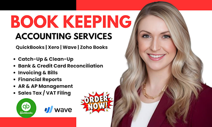 do quickbooks online, catchup clean up book keeping, xero, wave financial report