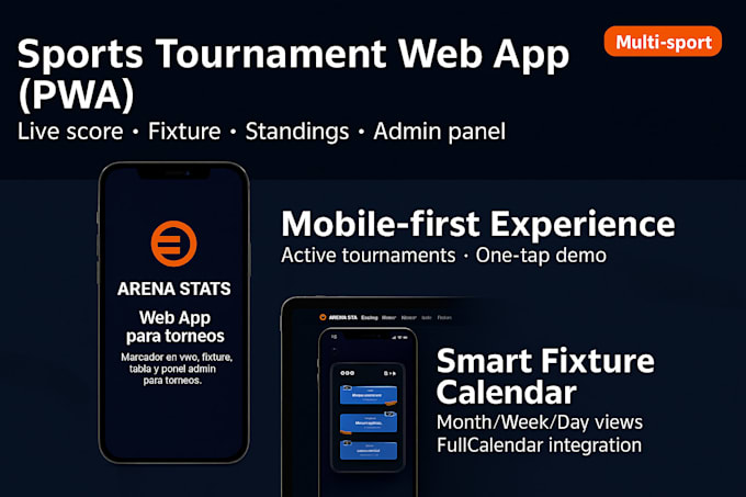 develop a professional sports tournament web app