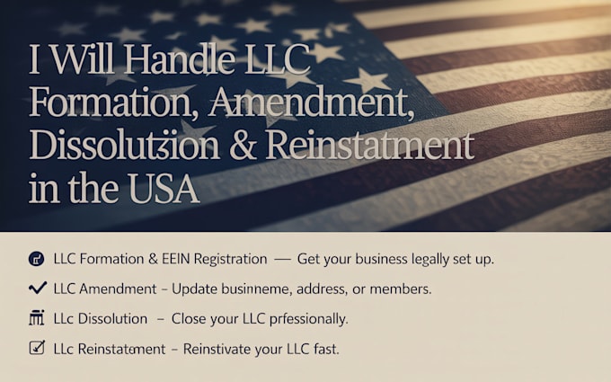 handle llc formation, amendment dissolution and reinstatement in the USA