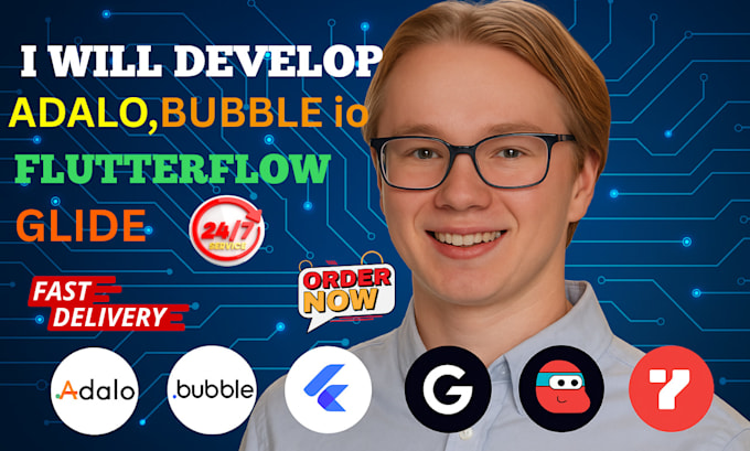 Develop adalo flutterflow mobile app bubble io airtable softr glide app ...
