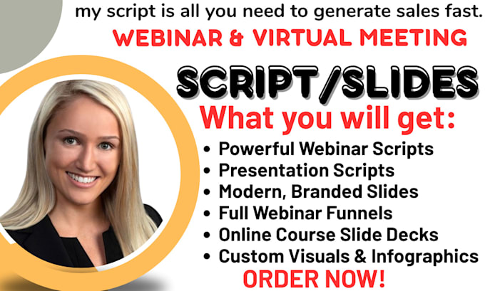 write converting webinar script,presentation script,webinar PPT slides funnel