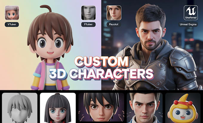 design high quality custom 3d avatars for unreal and vtubers