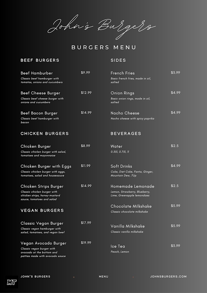 Design custom printable menus for your business by Milan_tiborcz | Fiverr