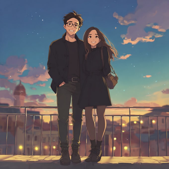 draw couple portrait illustration from photo