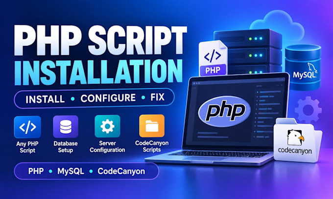 install and configure your PHP or codecanyon script on your server