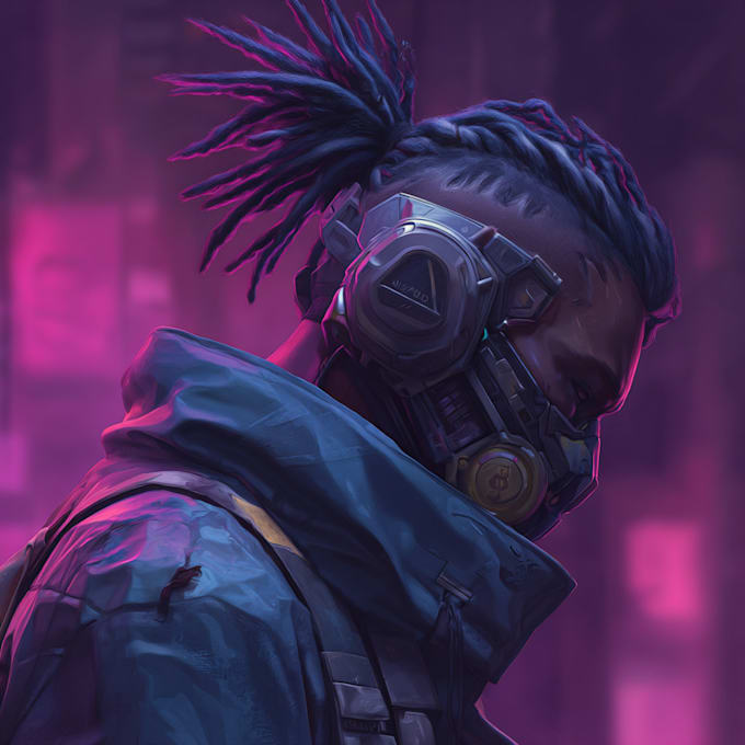 design cyberpunk and fantasy character splash art
