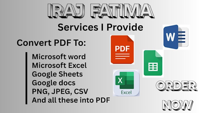 convert PDF to excel, word, png, CSV, docs, google sheet