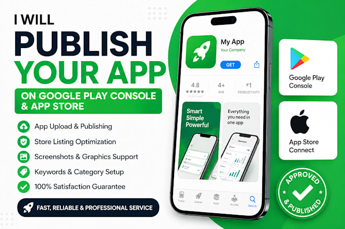 publish your android and ios app on my google console and apple store