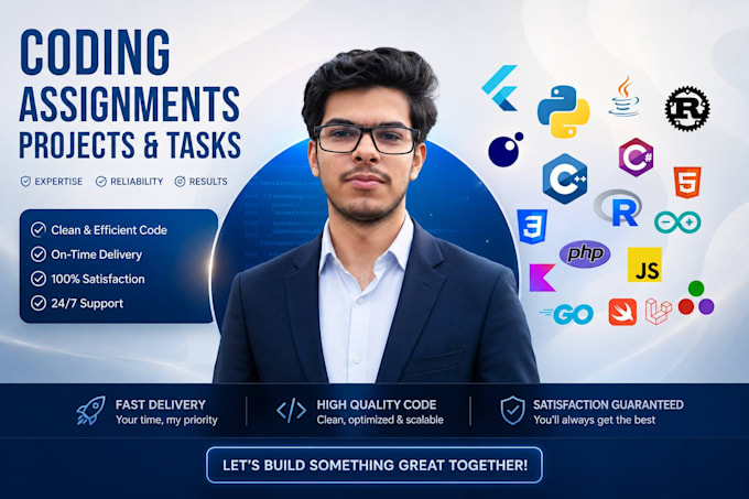 do coding assignment, projects and tasks in c, cpp, java, python, r, csharp, go