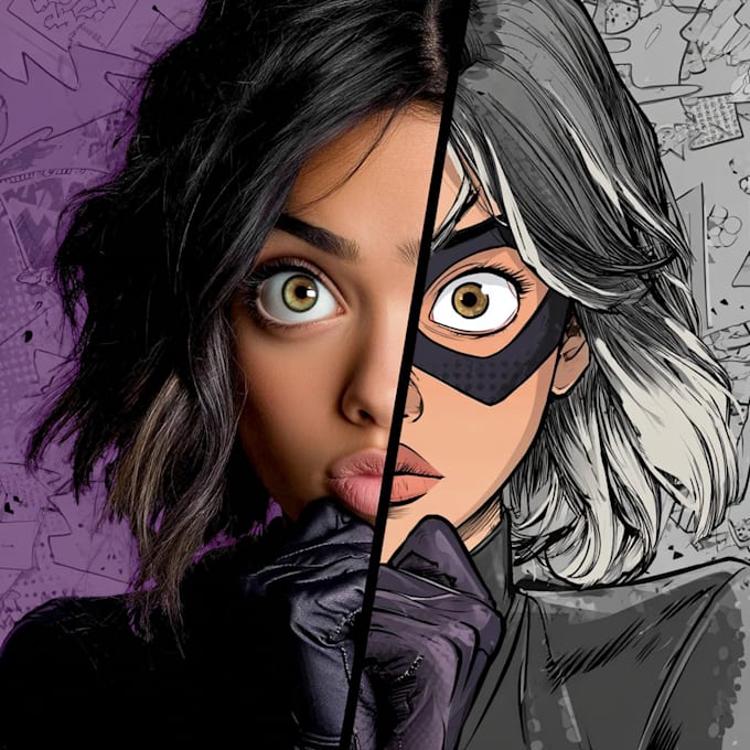 paint photo to cartoon character superhero comic book