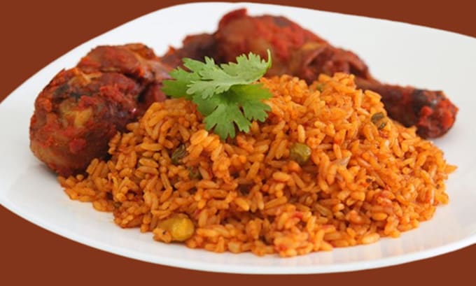 make you jollof rice, chicken and salad
