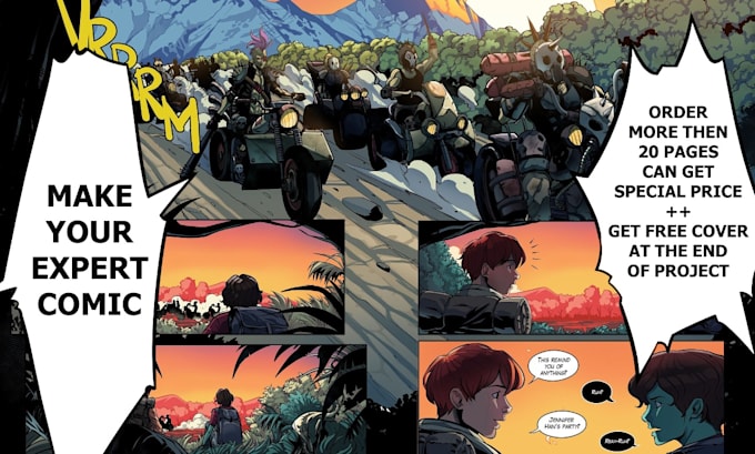 create a professional hand drawn comic book