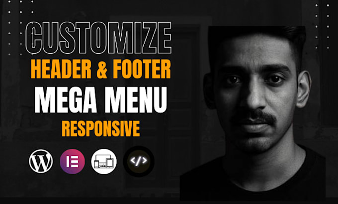design wordpress header footer and mega menu or redesign them with responsive