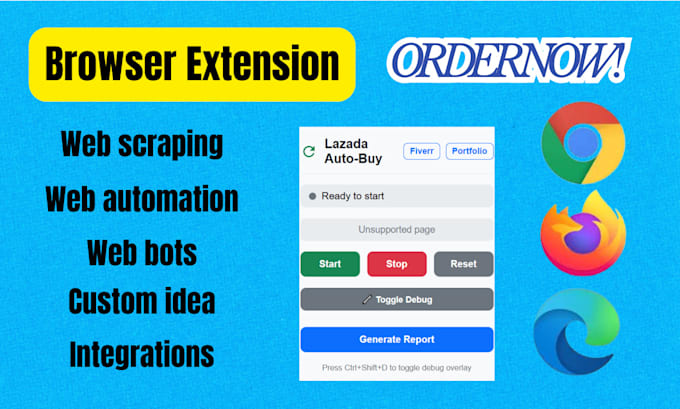 develop a custom chrome extension, for automation, data scraper and web tools