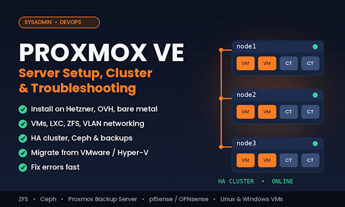 install, configure and fix your proxmox ve server, cluster and vms