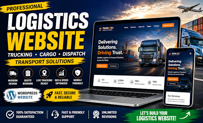 build logistics website, trucking, cargo, dispatch website transport website