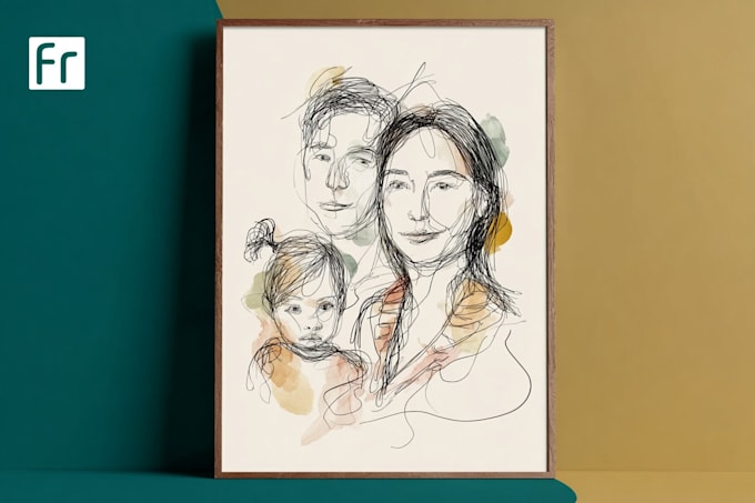 make scribble art, abstract line portrait