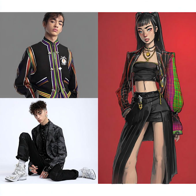 create technical fashion illustration, flat drawing, pattern