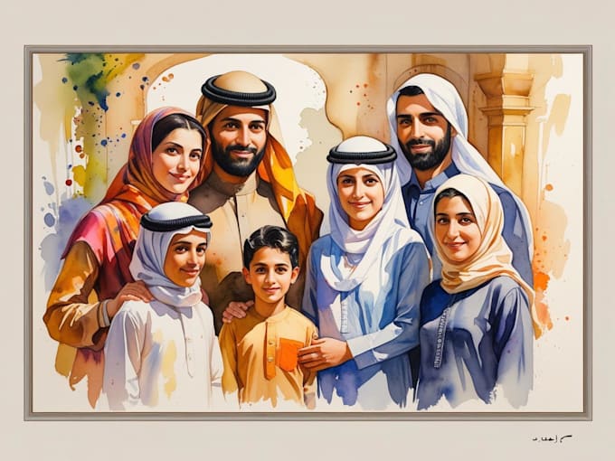create a watercolor family portrait