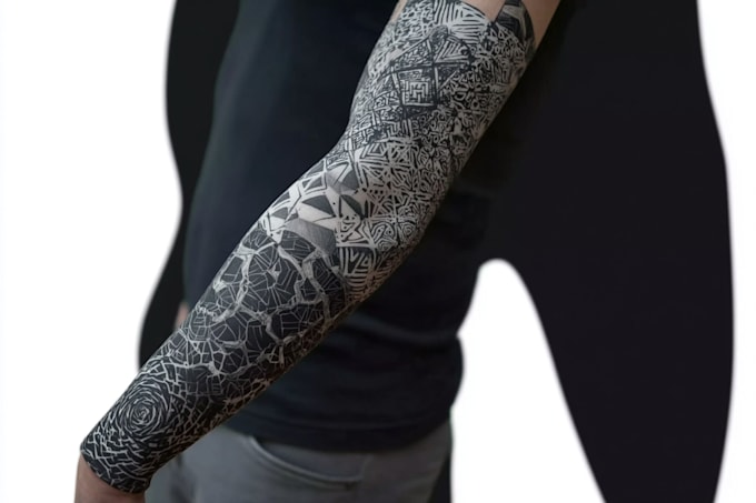 create sleeve tattoo design in geometric style
