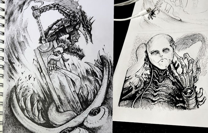 draw a detailed ink illustration