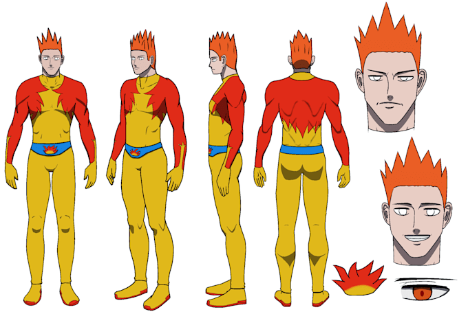 draw character reference sheet in anime style