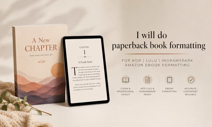 do paperback book formatting for KDP lulu ingramspark amazon ebook formatting