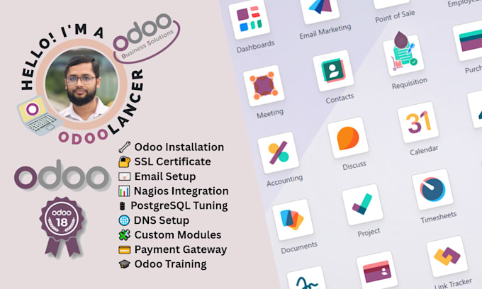 install and configure odoo with SSL, dns, email, and custom modules