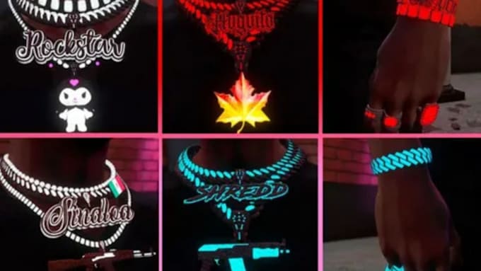 create, fix and edit custom fivem chains, jewelry and peds  gta v esx and qbcore