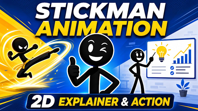 create engaging 2d stickman animation videos for youtube and shorts