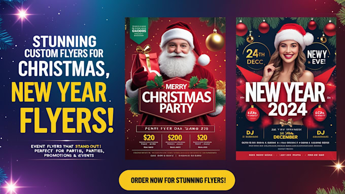 design custom holiday flyers for christmas, new year, halloween, and more