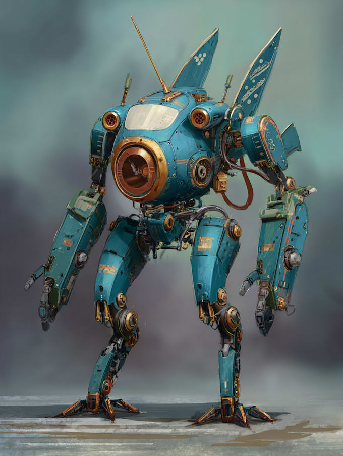 draw mecha robot character sheet design