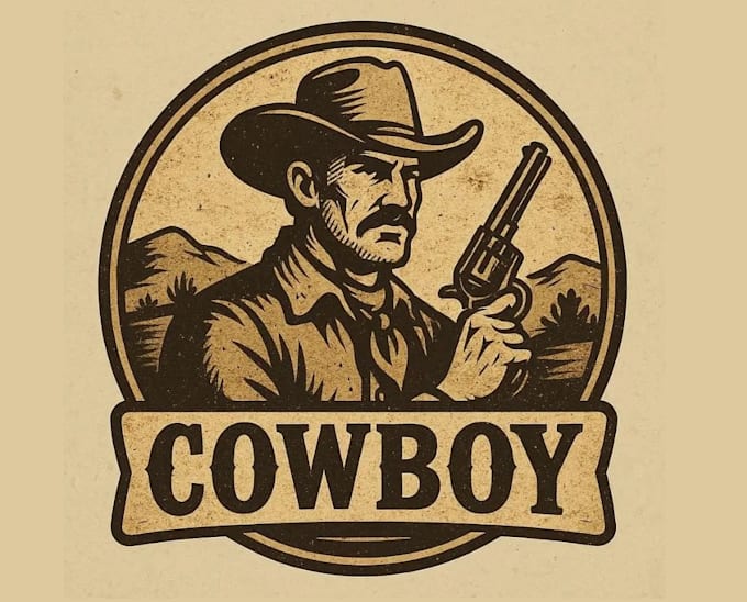 make vintage american western cowboy logo