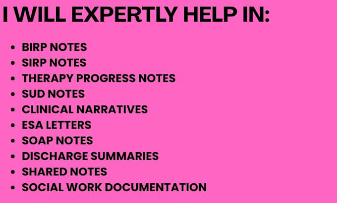 handle birp notes, progress notes, soap notes, clinical narratives
