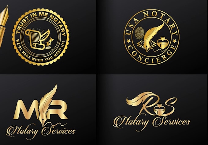 do unique script style mobile notary signature logo design