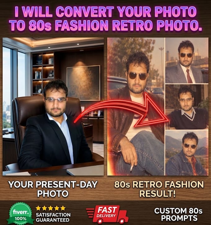 transform your photo into a retro 80s vintage photo