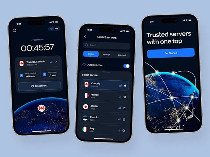 develop a secure and fast VPN app for android, ios, and desktop