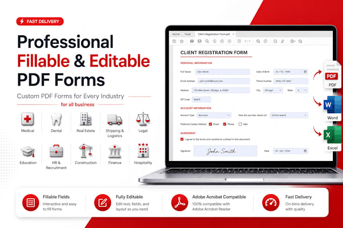 create a professional fillable PDF form with validation and signature