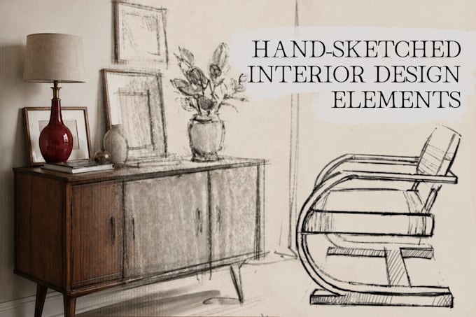 draw hand sketched interior design elements