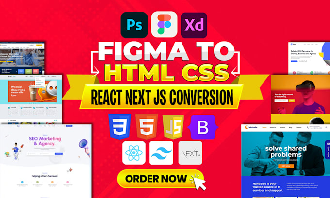 Convert your figma design to a html css react next js website with
