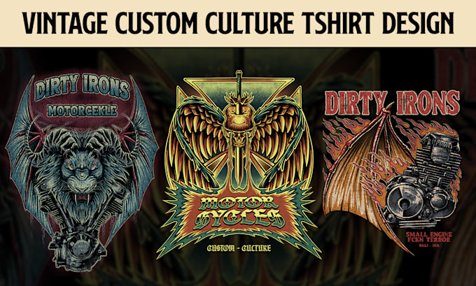 do vintage oldschool classic custom motorcycle tshirt design
