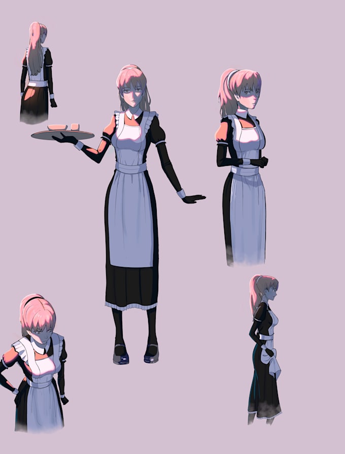 draw custom character design or reference sheet for you