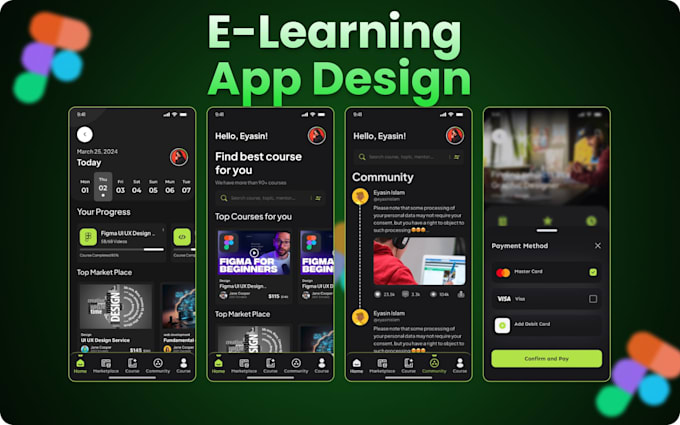 design intuitive mobile app UI UX in figma, app ui ux design, prototyping